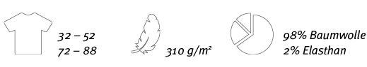  ,32   52 72   88, ,310 g m2, ,98% Baumwolle 2% Elasthan
