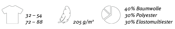  ,32   54 72   88, ,205 g m2, ,40% Baumwolle 30% Polyester 30% Elastomultiester
